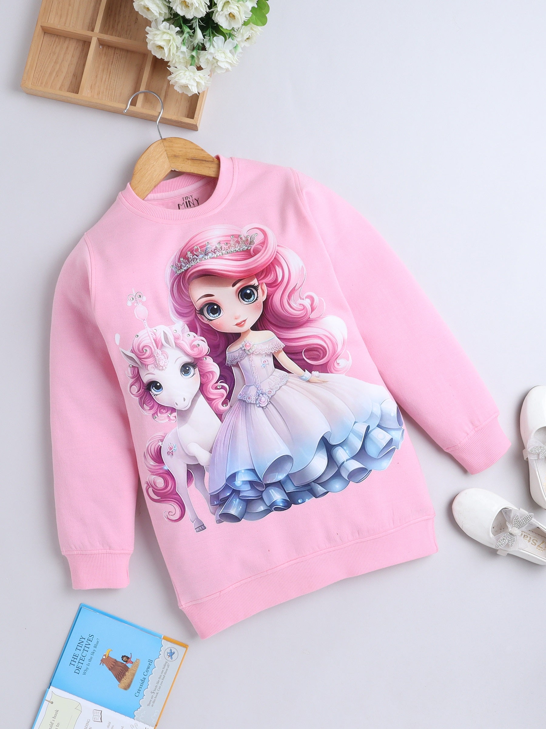 Pink Princess & Unicorn Sweatshirt Knee Length Dress