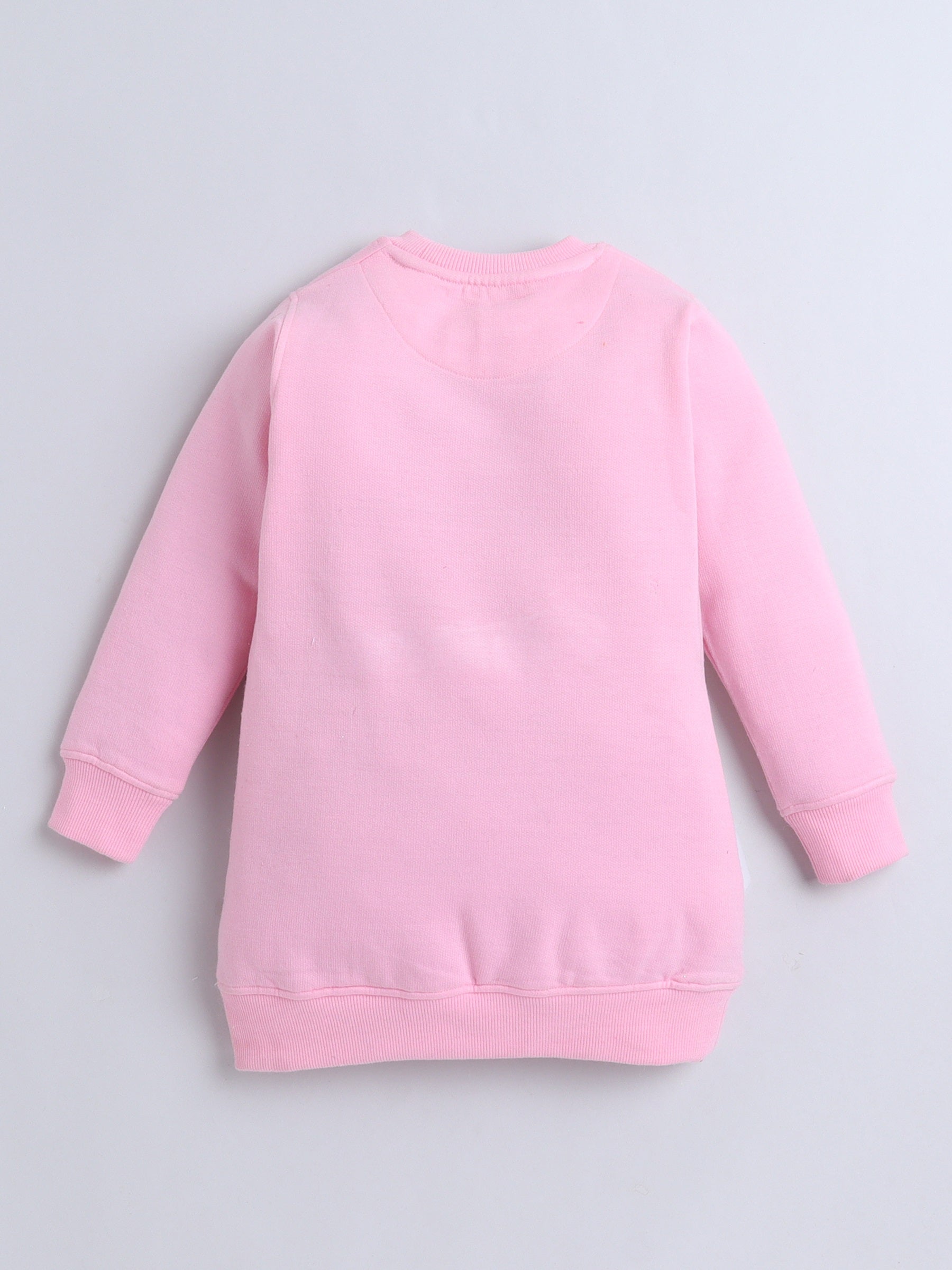 Pink Girl & Tulip Knee Length Sweatshirt  Dress