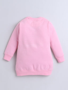 Pink Girl & Tulip Knee Length Sweatshirt  Dress