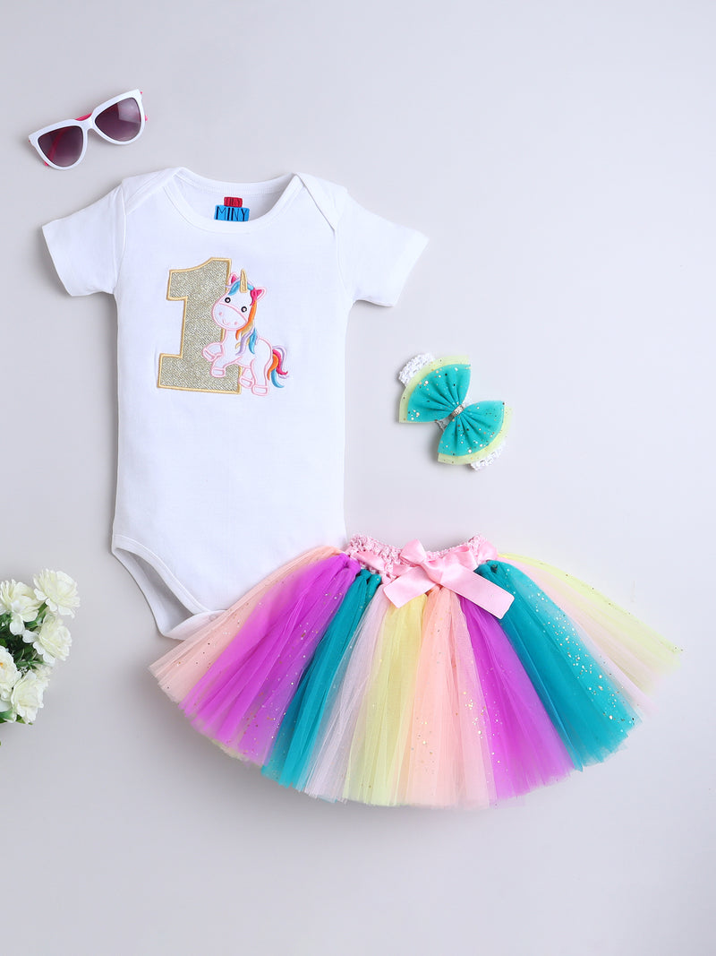 Unicorn Themed 1st Birthday Tutu Set – 3-Piece Magical Pastel Outfit