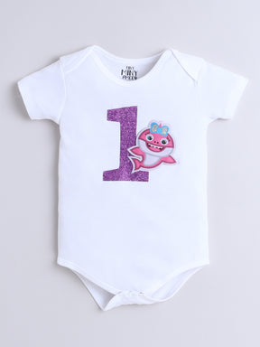 "Adorable Pink Shark 1st Birthday Outfit Set for Baby Girl"