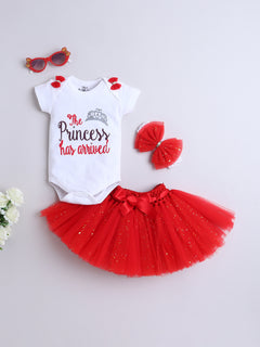 "Red Princess Arrival Outfit Set for Baby Girl"