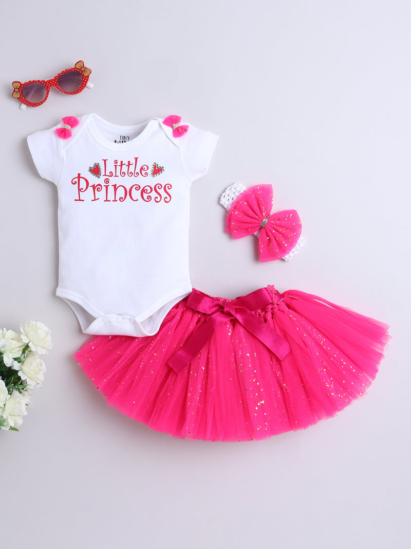 Little Princess 3-Piece Baby Girl Tutu Set – Hot Pink