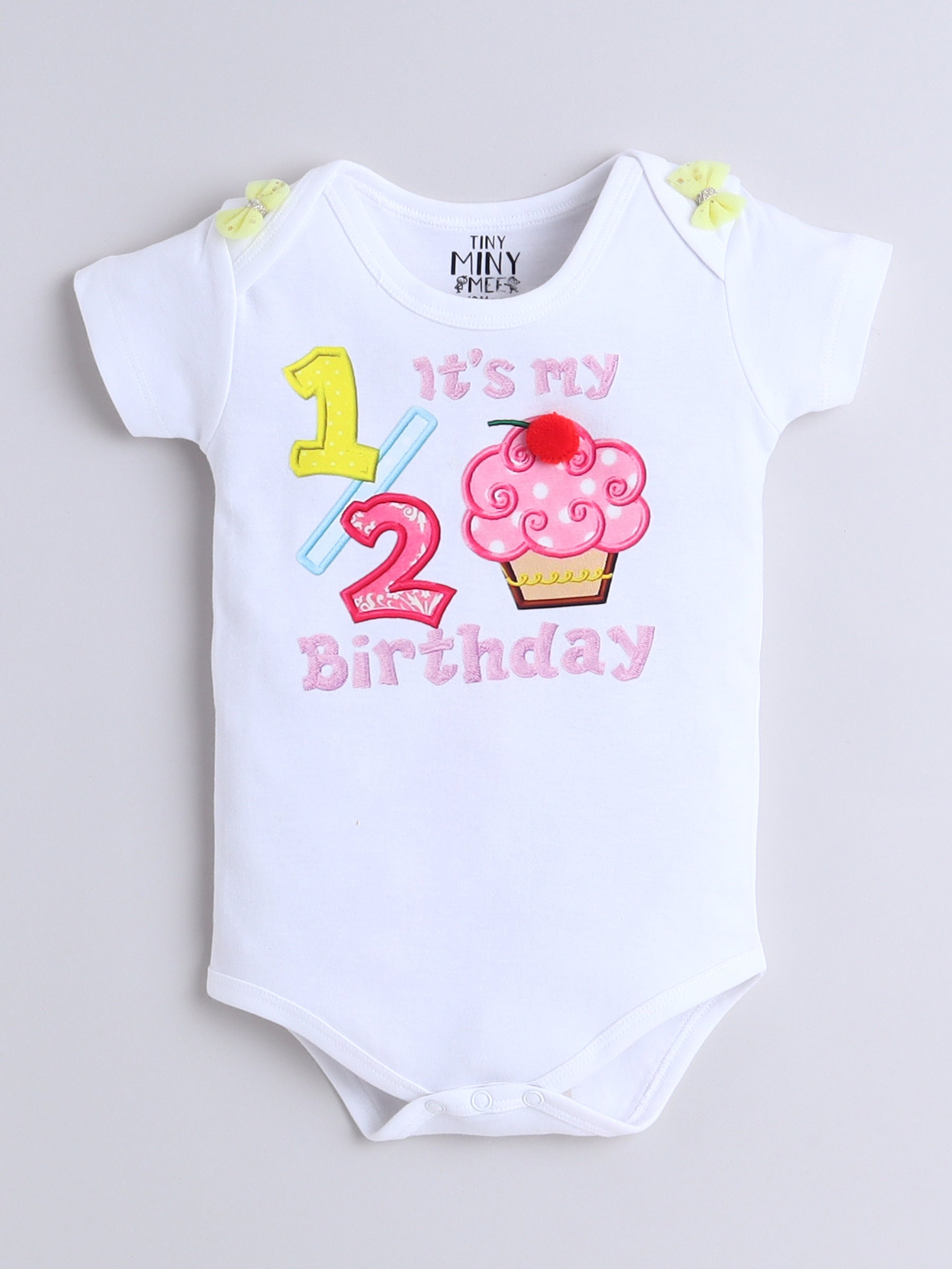 Half Birthday 3-Piece Baby Girl Tutu Set – Colorful Cupcake Theme