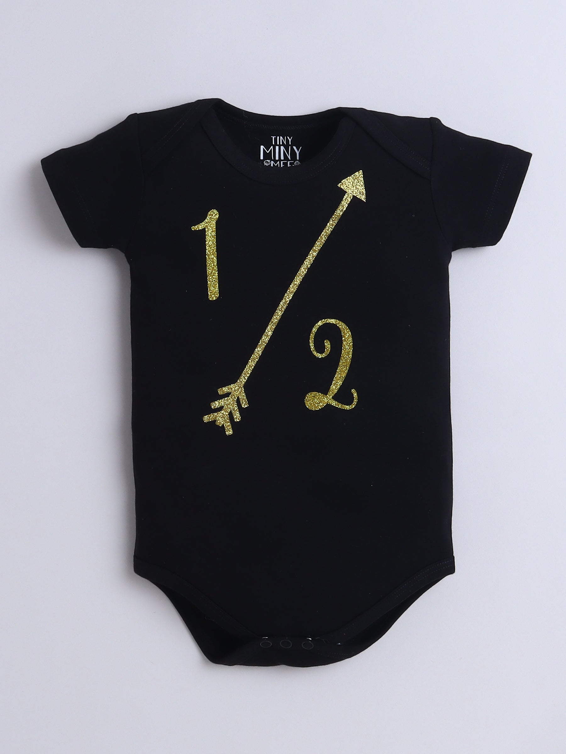 "Half Birthday Outfit Set for Baby Girl – Black & Yellow Theme"