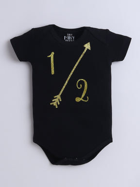 "Half Birthday Outfit Set for Baby Girl – Black & Yellow Theme"