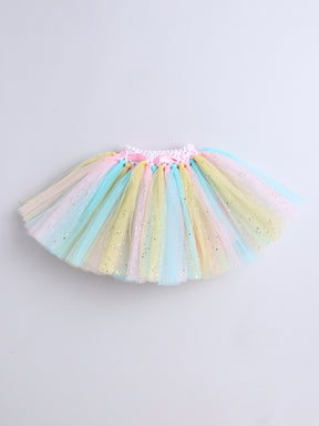 "Pastel Rainbow 1st Birthday Outfit Set for Baby Girl"
