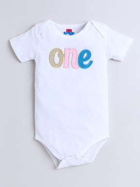 "Pastel Rainbow 1st Birthday Outfit Set for Baby Girl"