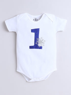 "Snowflake Blue 1st Birthday Outfit Set for Baby Girl"