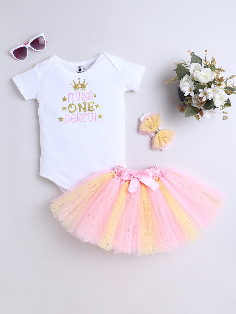 "Miss ONE-Derful 1st Birthday Outfit Set for Baby Girl"