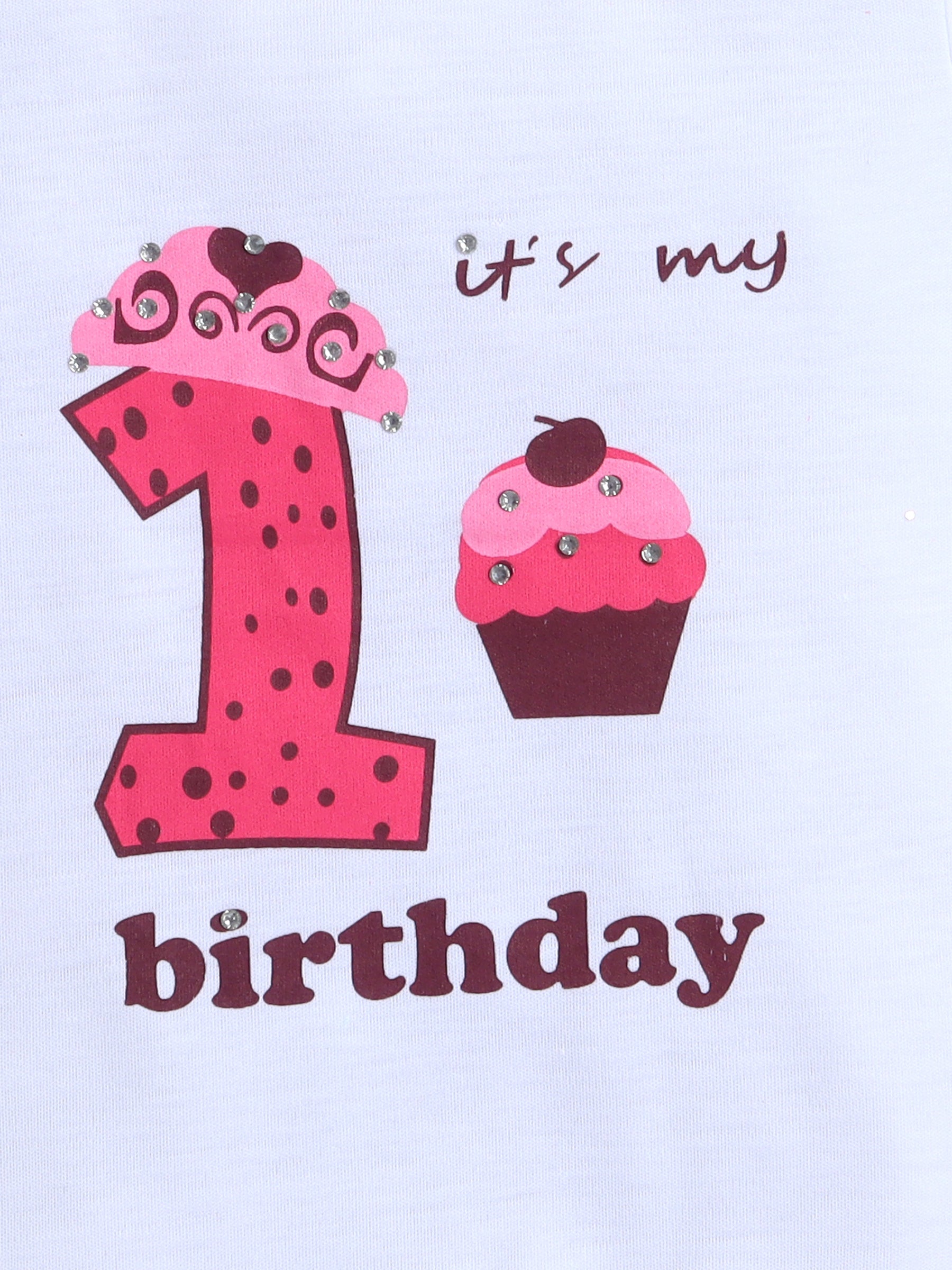 "Cupcake Pink 1st Birthday Outfit Set for Baby Girl"