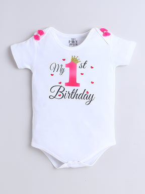 "Pink Princess 1st Birthday Outfit Set for Baby Girl"