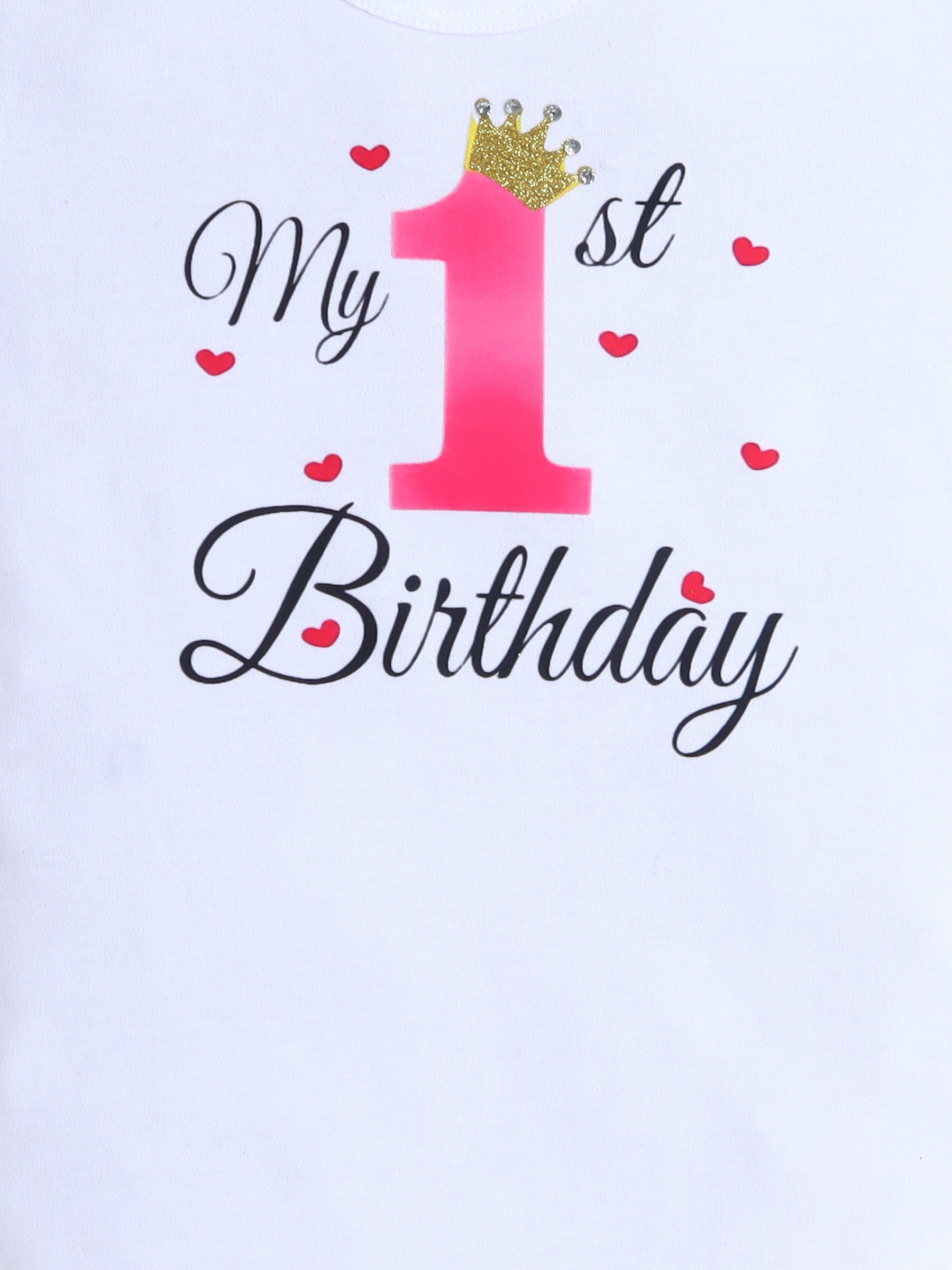 "Pink Princess 1st Birthday Outfit Set for Baby Girl"