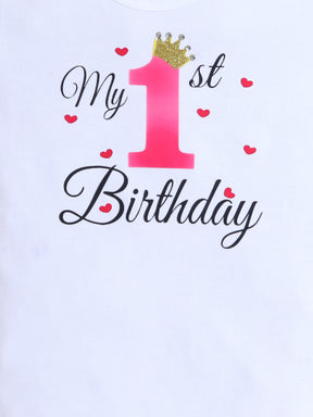 "Pink Princess 1st Birthday Outfit Set for Baby Girl"