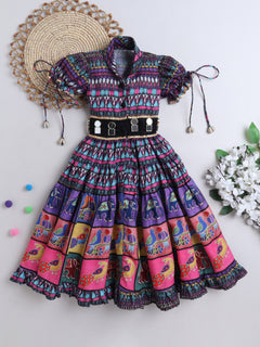 Vibrant Ethnic Printed Frock for Girls