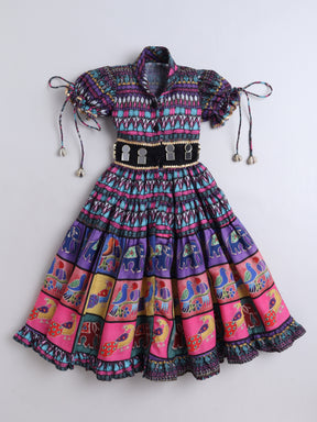 Vibrant Ethnic Printed Frock for Girls
