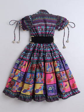 Vibrant Ethnic Printed Frock for Girls