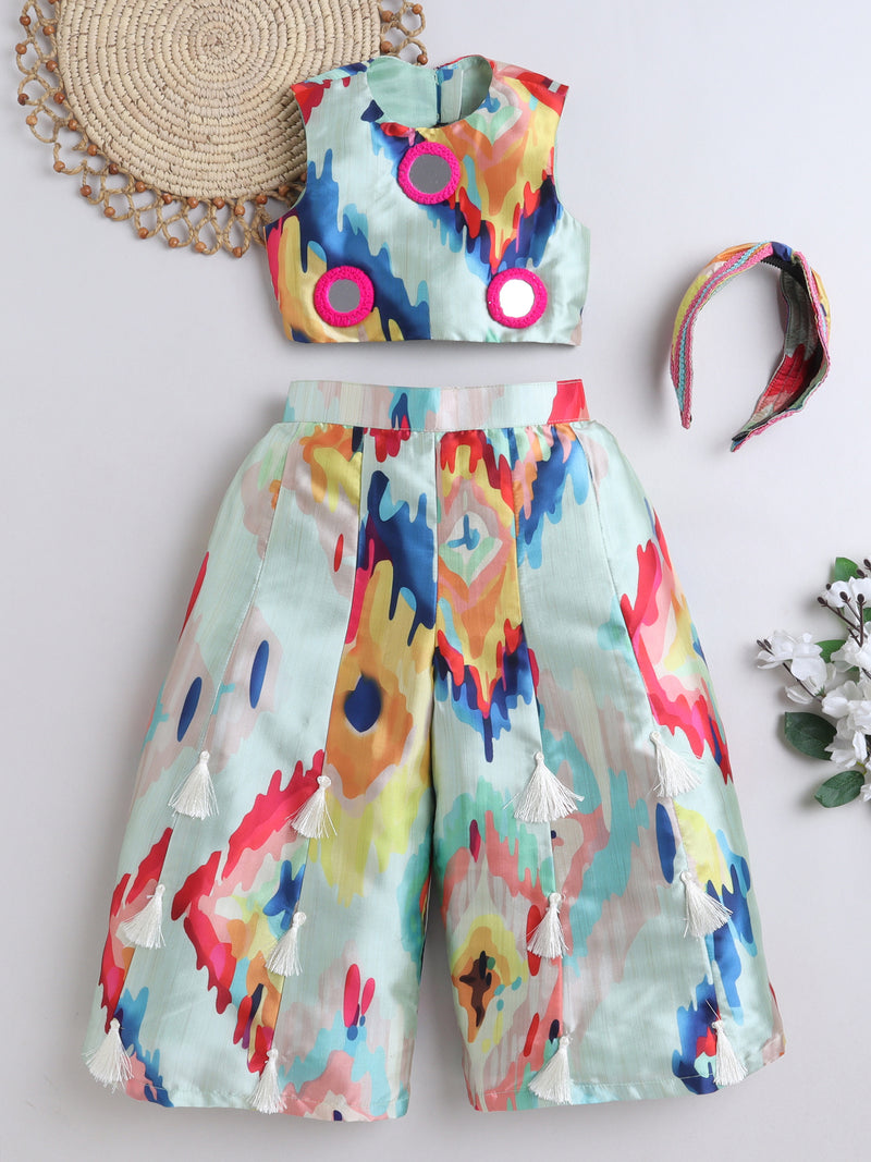 Color Burst Tassel Co-ord Set for Girls