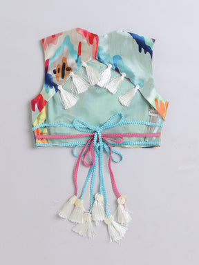 Color Burst Tassel Co-ord Set for Girls