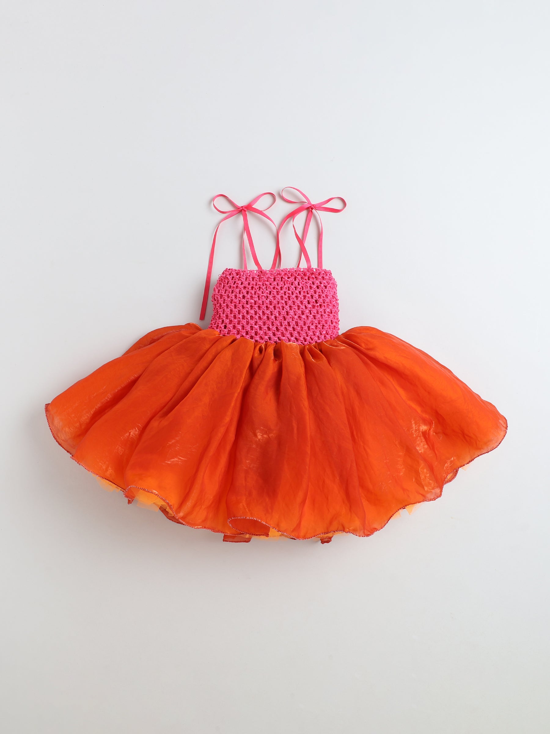 Vibrant Pink & Orange Party Gown for Girls