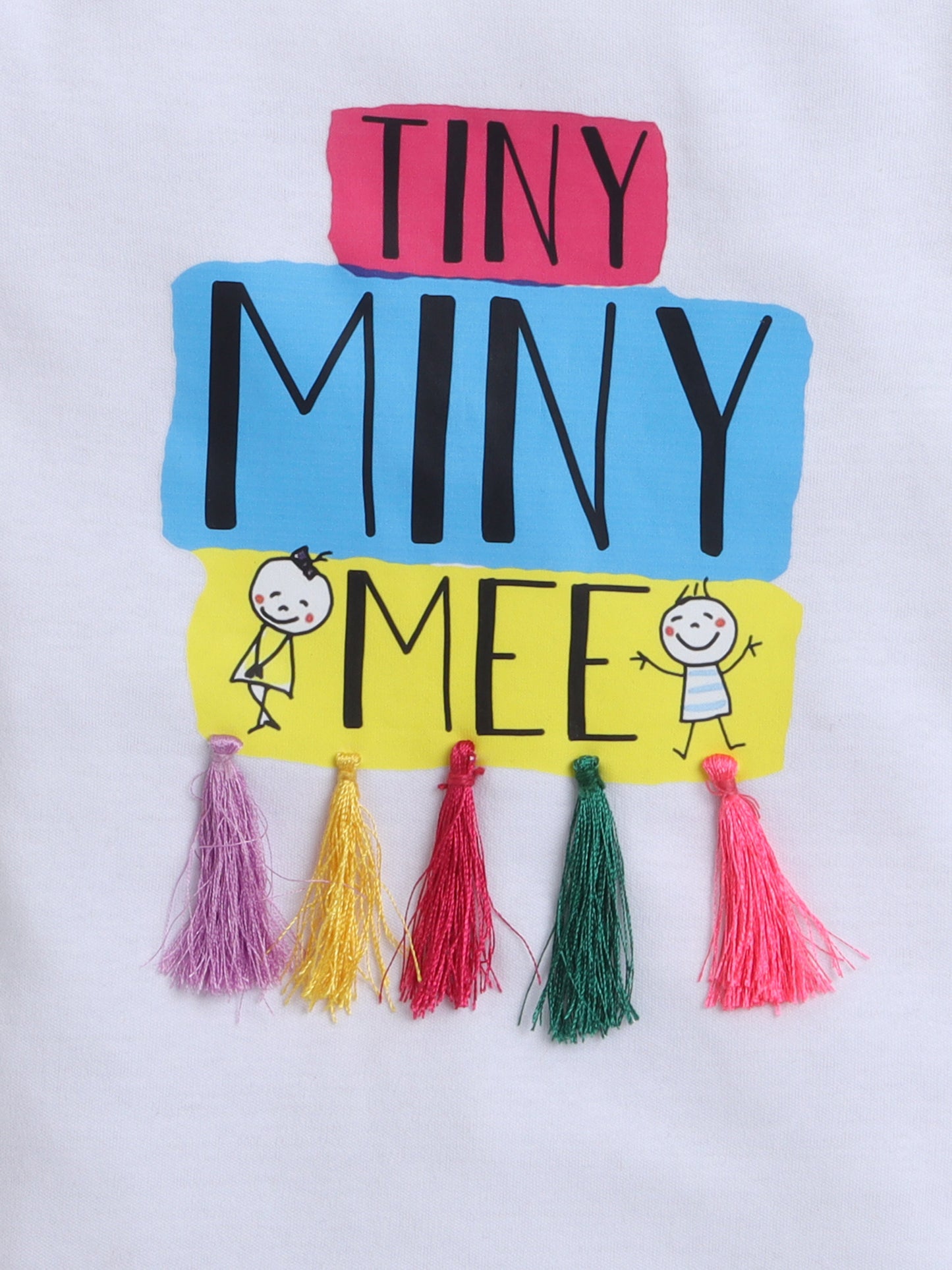 TINY MINY MEE , TMM TASSELS BODYSUIT , SKIRT AND HAIRBAND SET - WHITE