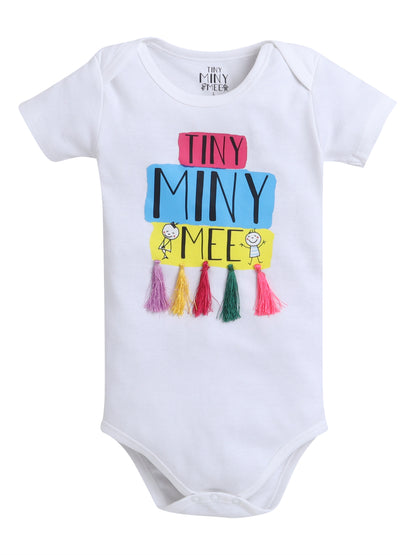 TINY MINY MEE , TMM TASSELS BODYSUIT , SKIRT AND HAIRBAND SET - WHITE