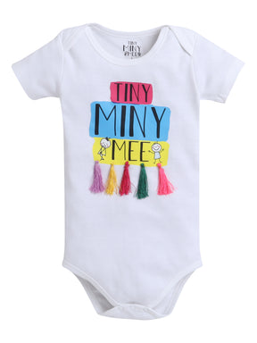 TINY MINY MEE , TMM TASSELS BODYSUIT , SKIRT AND HAIRBAND SET - WHITE