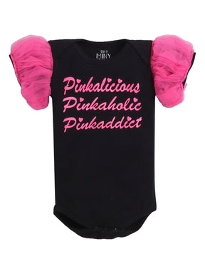 TINY MINY MEE PINKALICIOUS GIRL BODYSUIT, AND SKIRT SET- BLACK