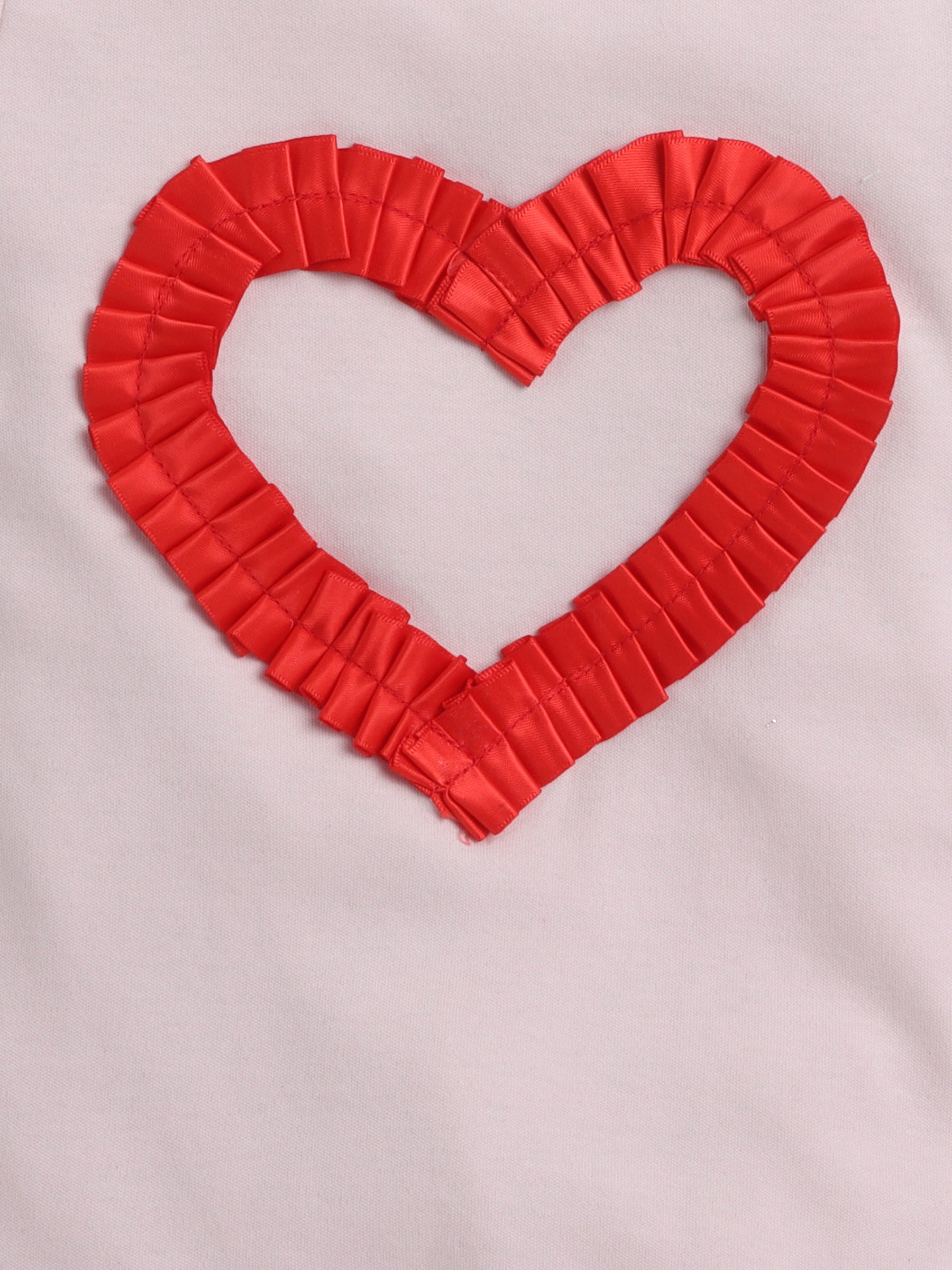 TINY MINY MEE LOVE FRILLED HEART  BODYSUIT , SKIRT AND HAIRBAND-PINK