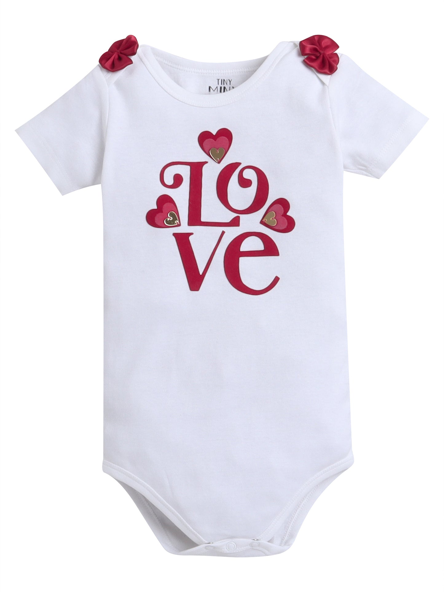 TINY MINY MEE LOVE HEART BODYSUIT , SKIRT AND HAIRBAND-WHITE