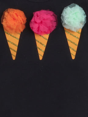 TINY MINY MEE ICE CREAM CONE BODYSUIT AND SKIRT SET-BLACK