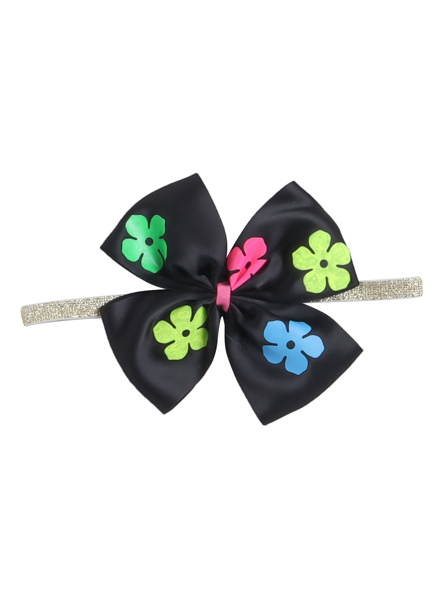TINY MINY MEE NEON FLOWER BODYSUIT , SKIRT AND HAIRBAND-BLACK