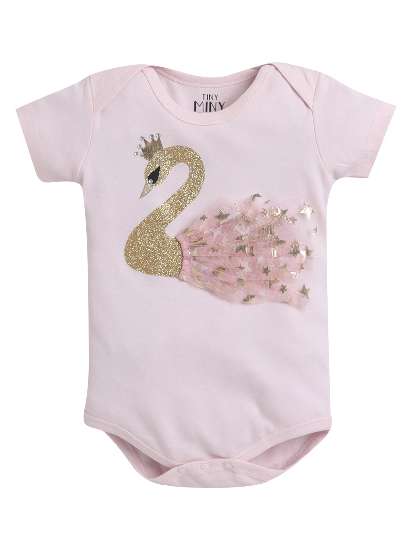 TINY MINY MEE SWAN FRILLED BODYSUIT , SKIRT AND HAIRBAND- PINK