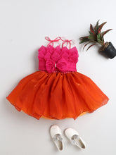 Vibrant Pink & Orange Party Gown for Girls