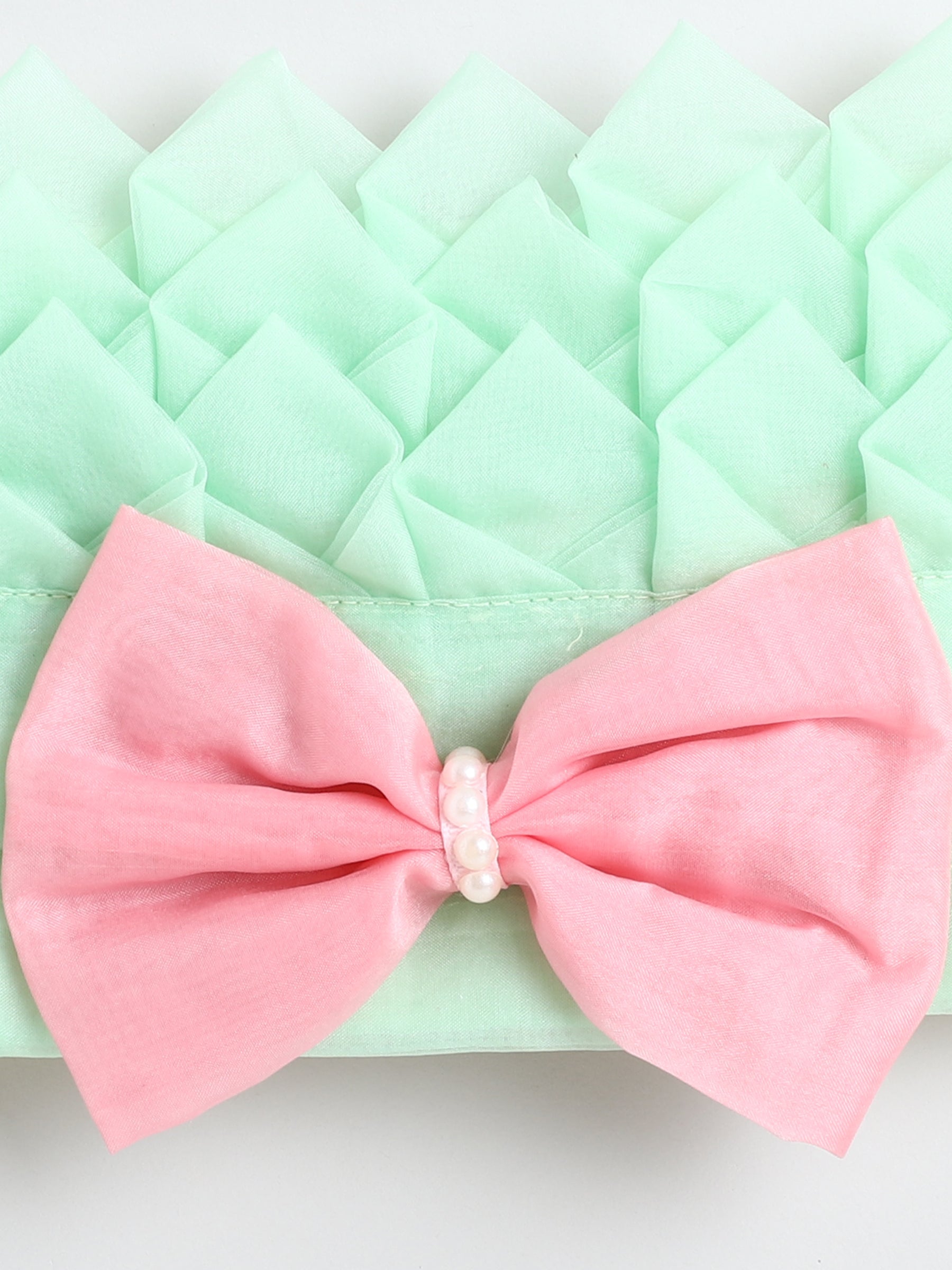 Mint Green & Blush Pink Knee-Length Party Gown for Girls