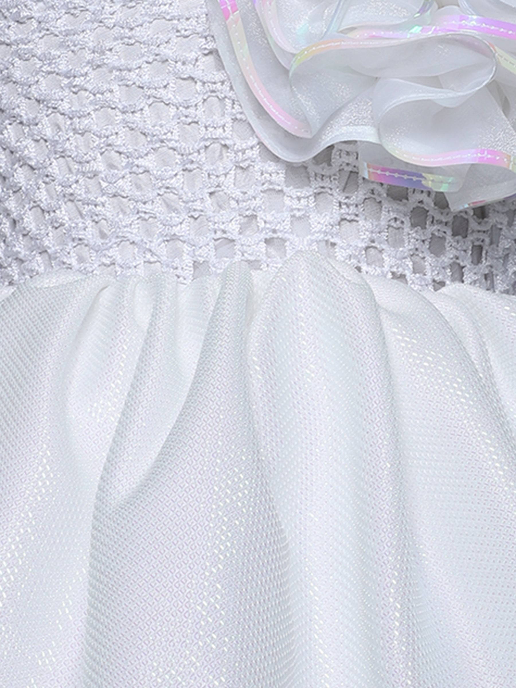 "Elegant White Bloom – One Shoulder Party Knee Length Dress for Little Angels"