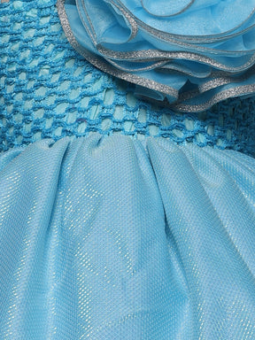 "Blue Blossom – One Shoulder Princess Knee Length Party Dress for Little Angels"