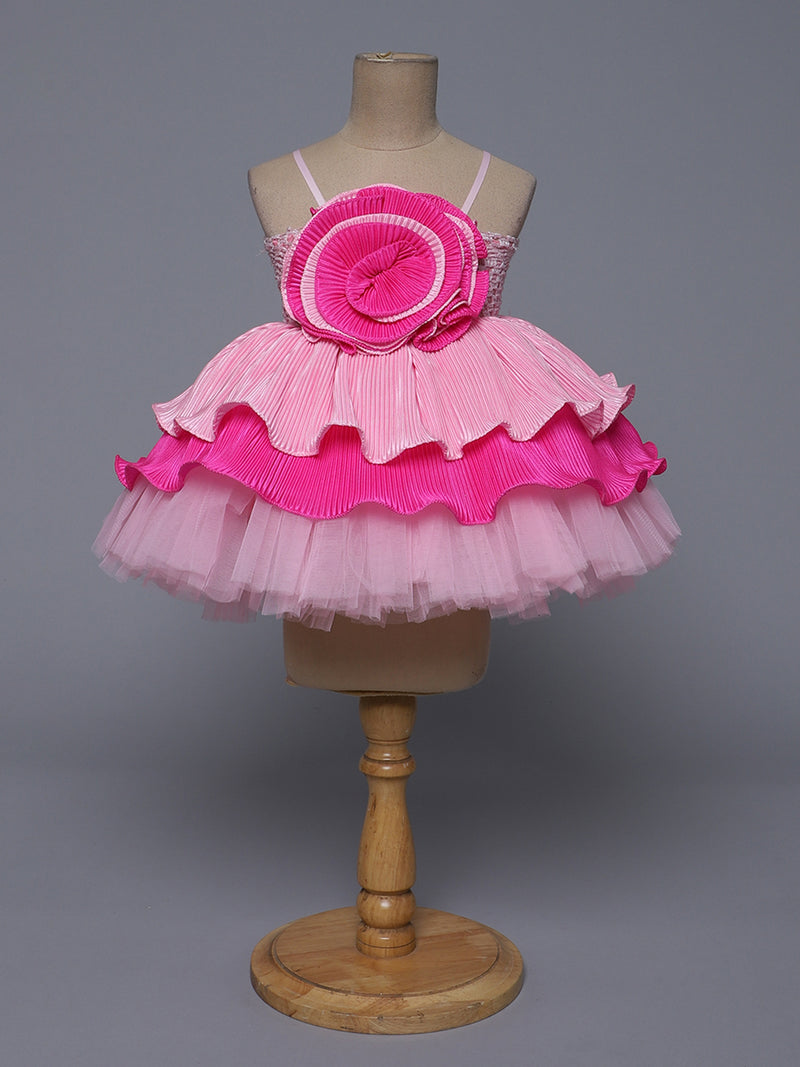 "Bold & Beautiful – Pink Layered Party Dress for Little Divas"