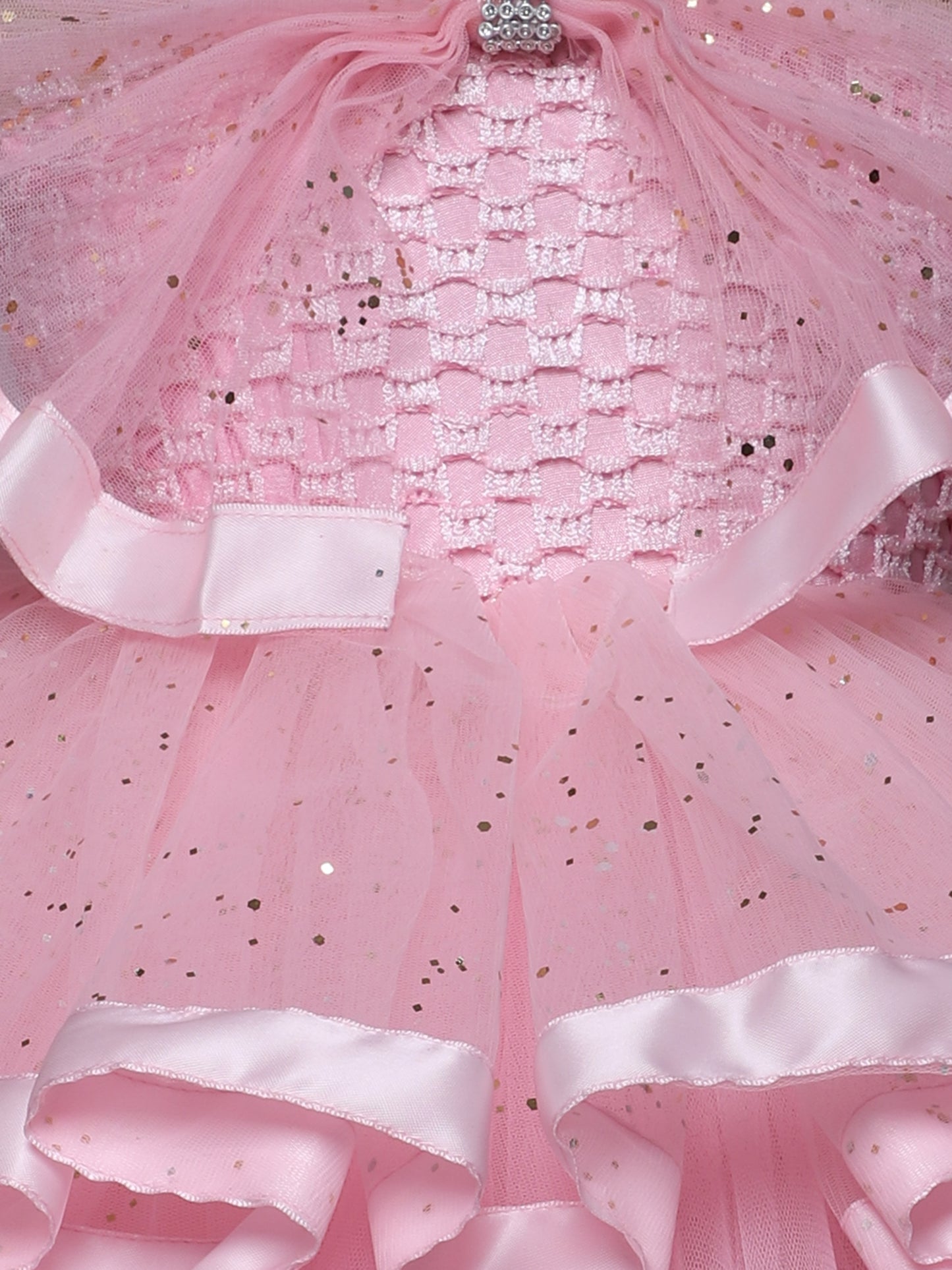 "Charming Pink Sparkle – Elegant Party Knee Length Dress for Your Little Angel"