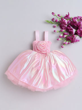 A dreamy glow and a blooming rose — this Knee length dress is pure fairy-tale magic for your little one!