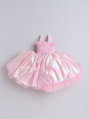 A dreamy glow and a blooming rose — this Knee length dress is pure fairy-tale magic for your little one!
