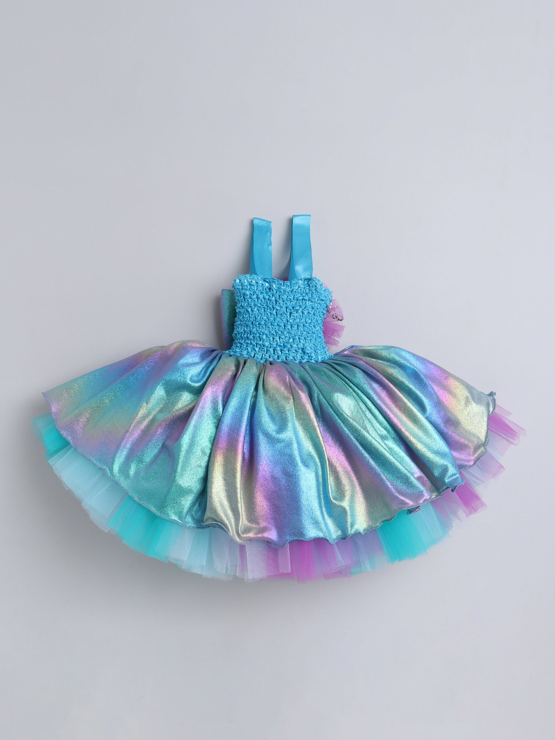 Dive into a dreamy undersea adventure with this magical mermaid-inspired shimmer Knee Length dress!