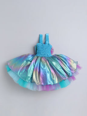 Dive into a dreamy undersea adventure with this magical mermaid-inspired shimmer Knee Length dress!