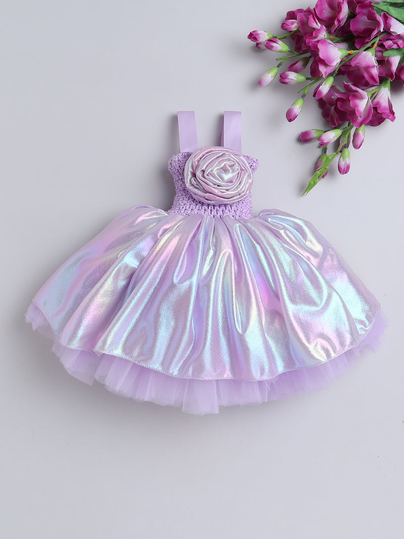 A dreamy glow and a blooming rose — this Knee length dress is pure fairy-tale magic for your little one!