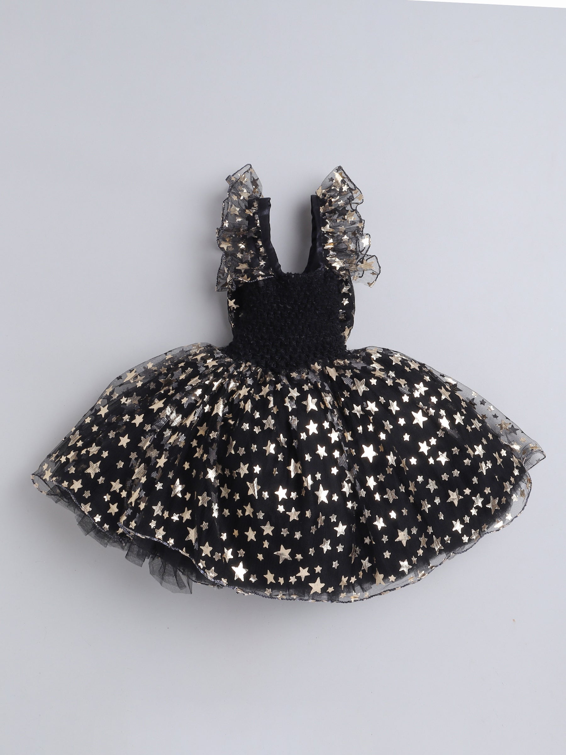 Twinkle like a little star in this dreamy pink Knee Length dress sprinkled with golden magic!