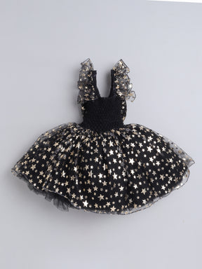 Twinkle like a little star in this dreamy pink Knee Length dress sprinkled with golden magic!