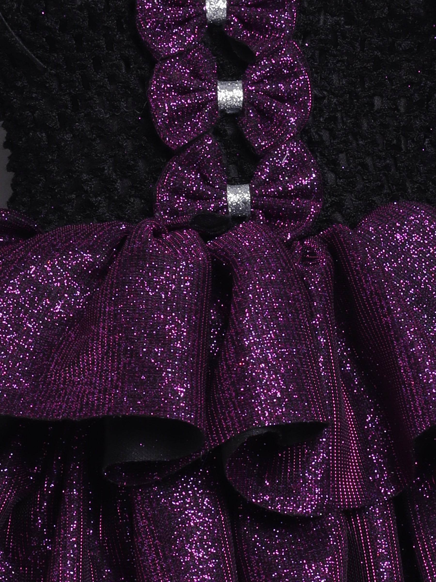 Sparkle layered tutu gown – trendy off-shoulder sleeves and ruffle detailing for a glamorous party look."