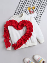 Black Sweatshirt with Red Ruffle Heart Design For Girls