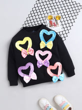 Ribbon Heart Bow Sweatshirt for Girls