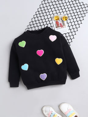Hearts Patched Cute Sweatshirt for Kids